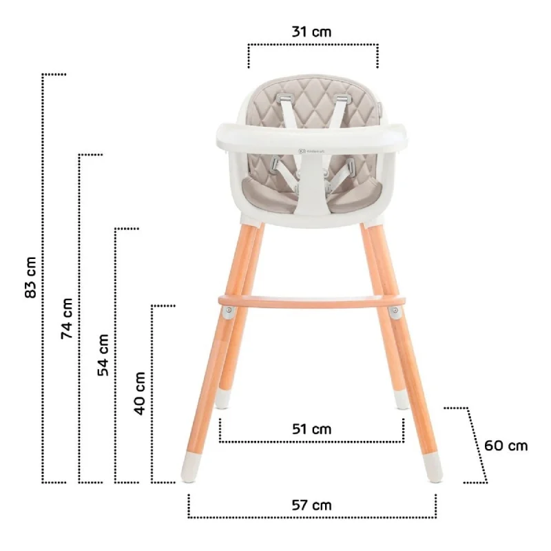 KINDERKRAFT STOLICA ZA HRANJENJE 2U1 SIENNA GREY