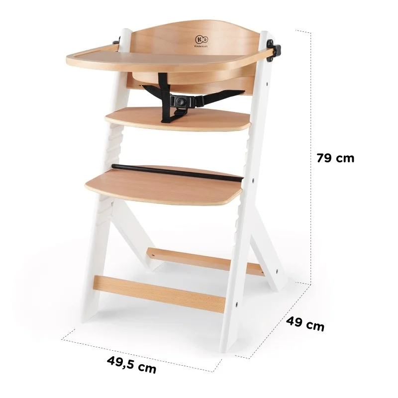 KINDERKRAFT STOLICA ZA HRANJENJE 2U1 ENOCK NATUR+WHITE