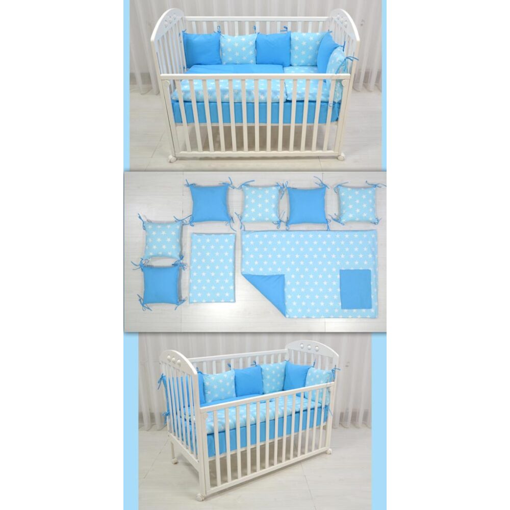 Posteljina za bebe sa jastucima-plava