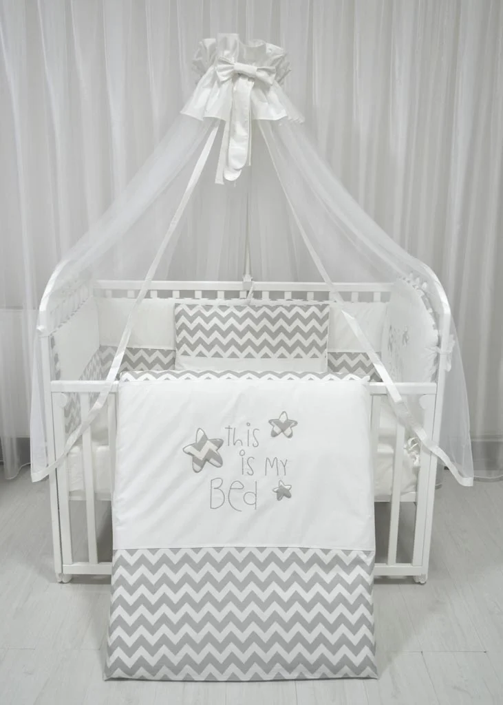 Posteljina za bebe "THIS IS MY BED"-siva