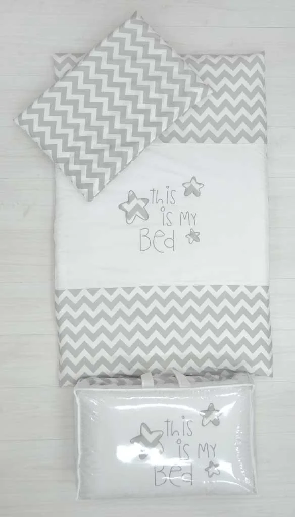 Posteljina za bebe "THIS IS MY BED"-siva
