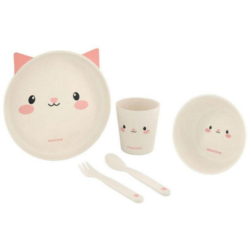 Kikka Boo set posudja od bambusa Cat pink
